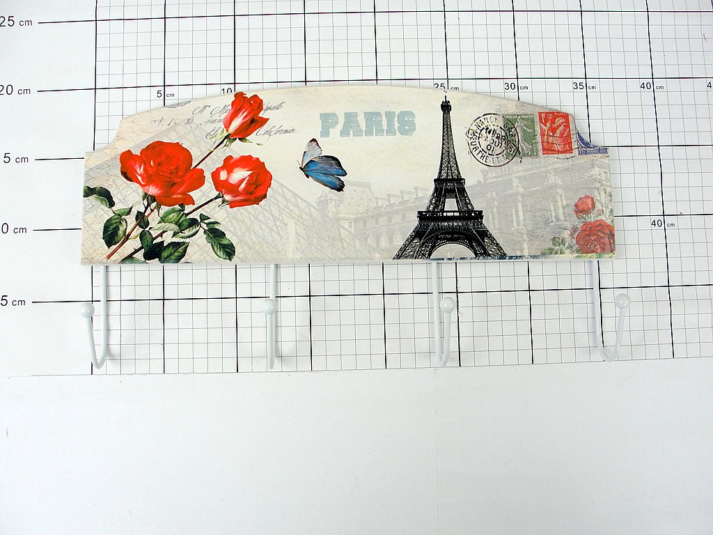 Wieszak drewniany - PARIS, 4 haczyki; wym. 35x19 cm ; PPB ; 72 ; EAN: 