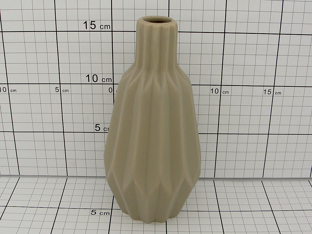 Wazon ceramiczny, rozety, węższy; wym.9x18 cm ; BN ; 6/36 ; EAN: 