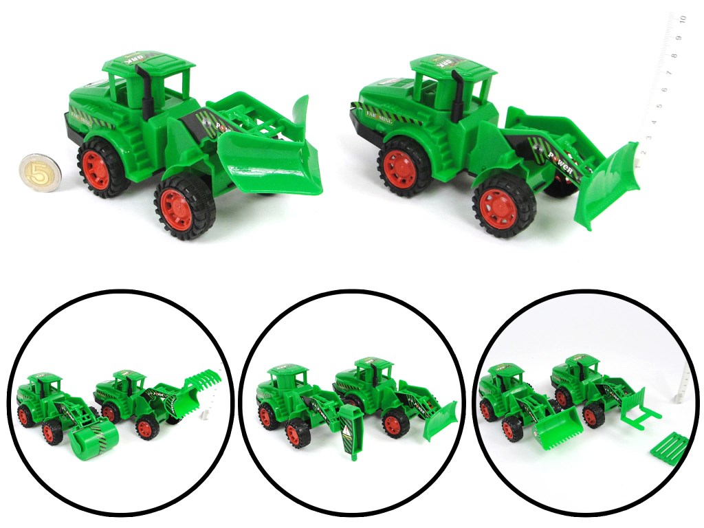 Traktor, maszyna budowlana, 2 szt, friction; wym.17x7x8 cm friction PVCC ; 45/90 ;