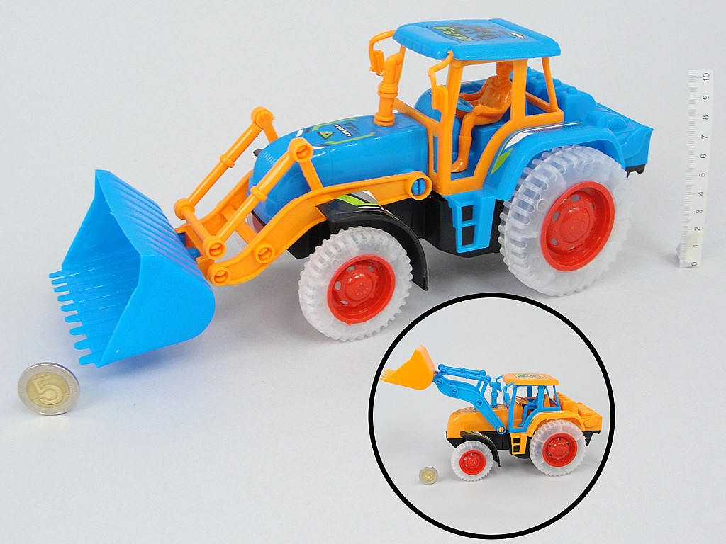 Traktor z łyżką, friction; wym.30x12x11 cm PPB