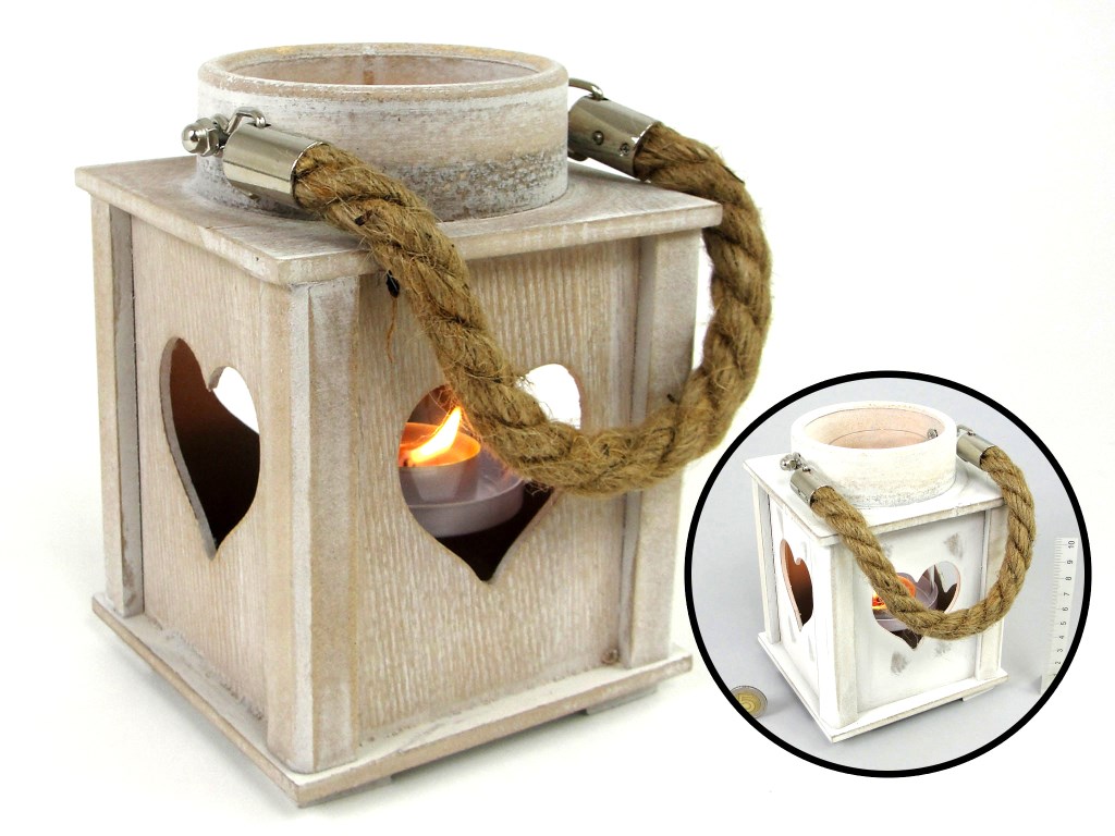 Lampion na tealight drewno; wym.12x16x12 cm BOX ; 48 ;