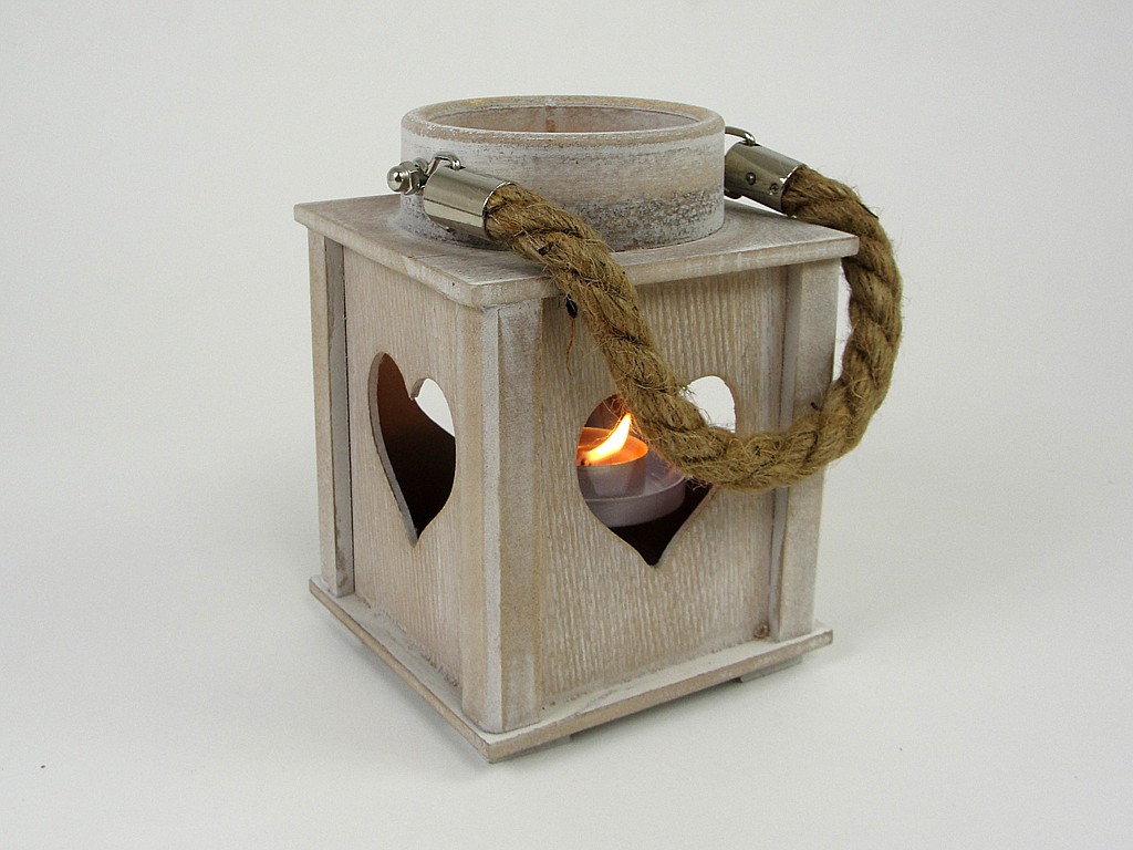 Lampion na tealight drewno; wym.12x16x12 cm BOX ; 48 ; EAN: 