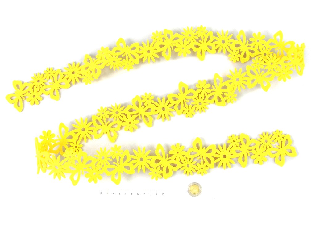 Dekoracja filcowa, ażurowa z kwiatami ; dł.150 cm PPB ; 12/600 ;