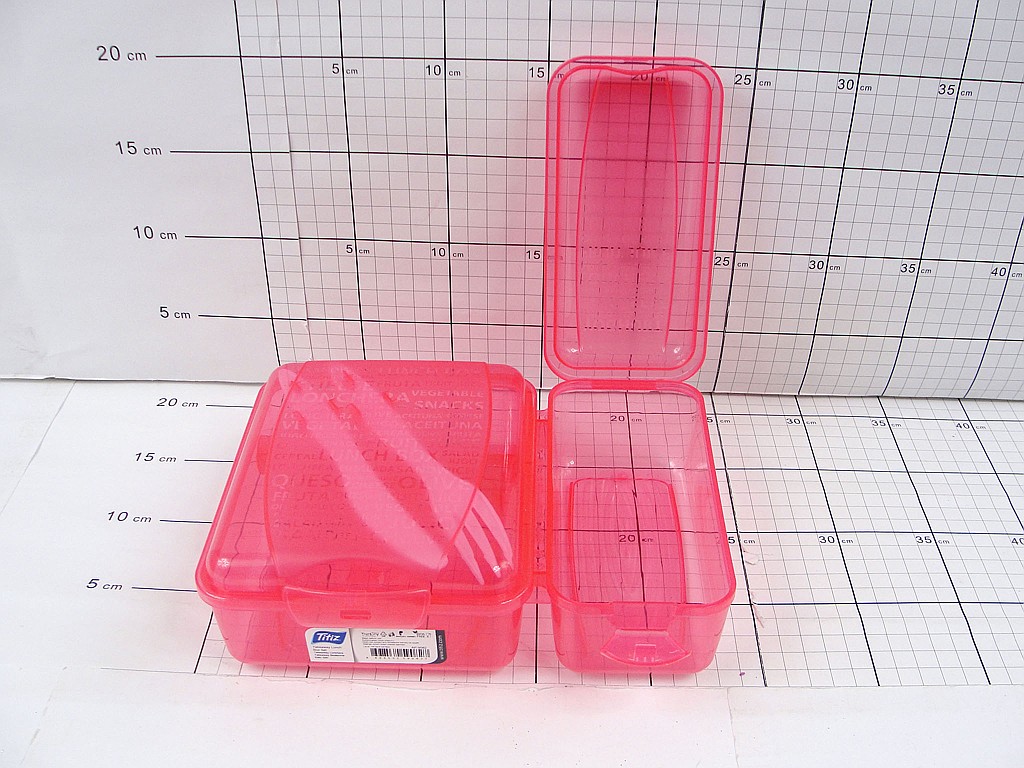 Śniadaniówka podwójna LUNCHBOX z nożem i widelcem wym.13,5x7x16 / 8x7x16 cm ; 64 ; EAN: 