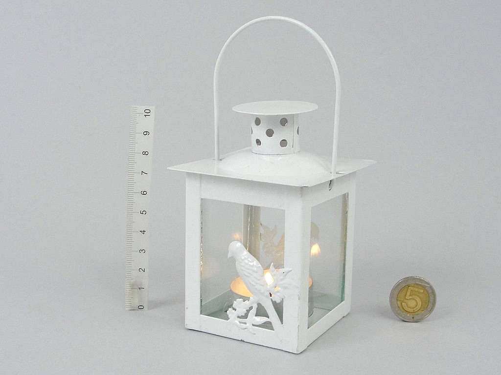 LAMPION NA TEALIGHT Z PTAKIEM ; wym. 6x11/15x6cm; PPB ; 24/144 ; EAN: 