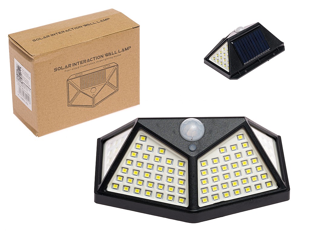 LAMPA SOLARNA Z CZUJNIKIEM LED , wym. 10,5x14x6,5cm ; BOX ; 100 ; EAN: 