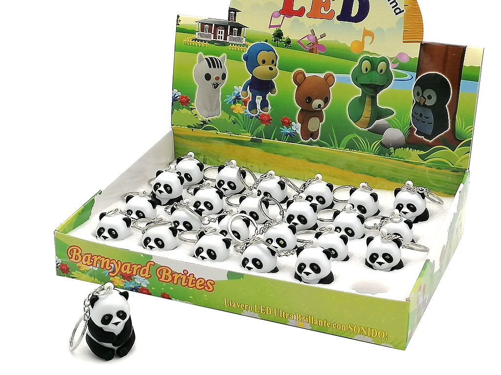 BRELOK ŚWIATŁO, DŹWIĘK PANDA  3xAG10;4,5x2,5x3cm; DISPLAY ; 24/240/480 ;