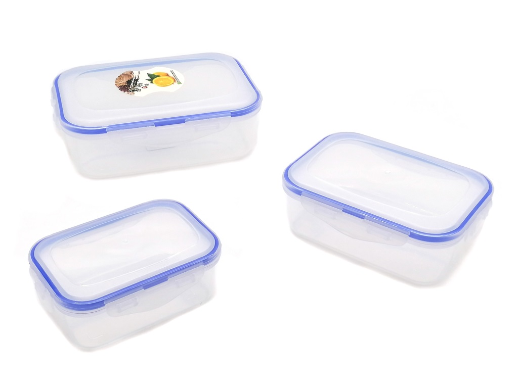 POJEMNIKI LUNCH BOX KOMPLET 3szt. ; PROSTOKĄTNE; PLASTIK; wym. 7x21x15/6x17x12,5/5,5x14x10cm; PPB ; 48 ; EAN: 