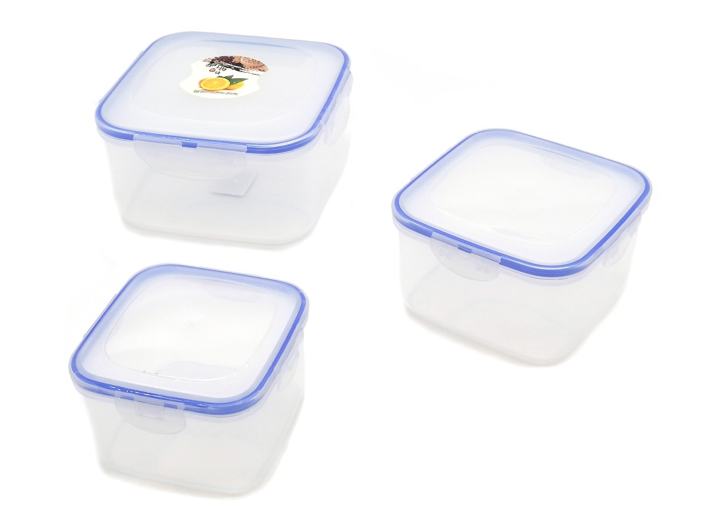 POJEMNIKI LUNCH BOX KOMPLET 3szt.; KWADRATOWE; PLASTIK; wym. 9,5x17,5x16/8,5x15x13/8x12,5x10,5cm; PPB ; 60 ; EAN: 