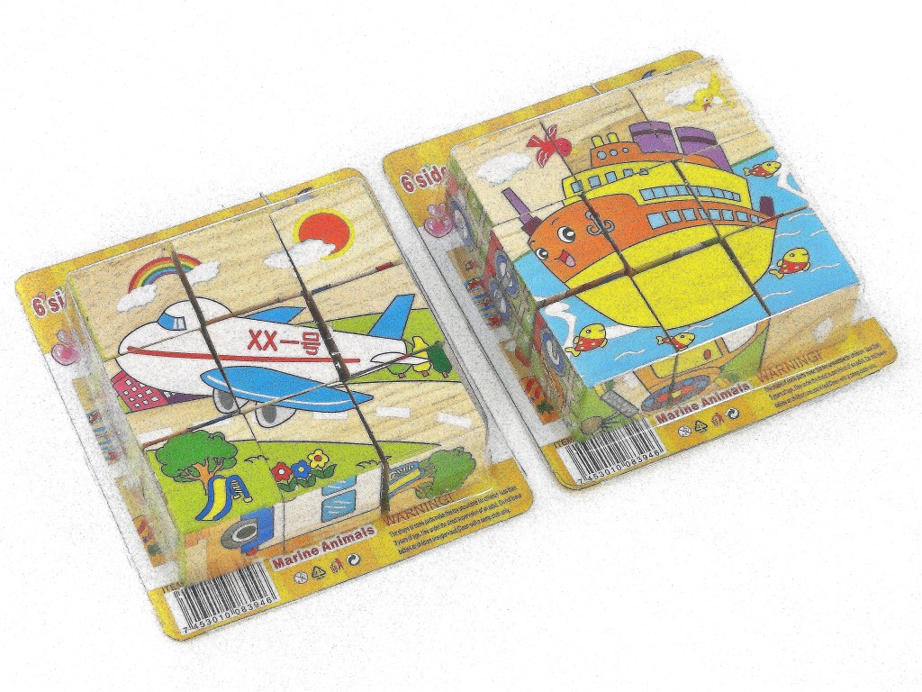 UKŁADANKA ; DREWNIANE KLOCKI Z OBRAZKAMI 9szt. KWADRATY 3,5cm; 15x13x4cm, B/C ; 120 ;