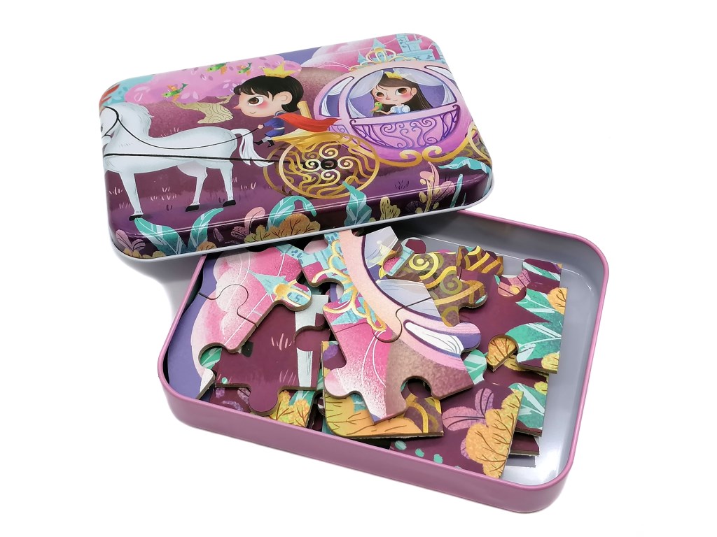 PUZZLE W METALOWYM PUDEŁKU 35el. ; wym. 17x12x2,5cm ; BOX ; 90 ;