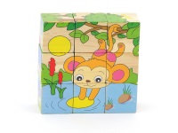 UKŁADANKA 120; DREWNIANE KLOCKI Z OBRAZKAMI 9szt. KWADRATY 3,5cm; 15x13x4cm, B/C ; 120 ; EAN: