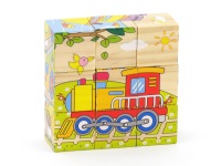 UKŁADANKA ; DREWNIANE KLOCKI Z OBRAZKAMI 9szt. KWADRATY 3,5cm; 15x13x4cm, B/C ; 120 ; EAN: 