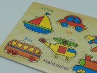 UKŁADANKA DREWNIANA 12el. ; PUZZLE, POJAZDY; wym. 22,5x30cm; PPB ; 150 ; EAN: